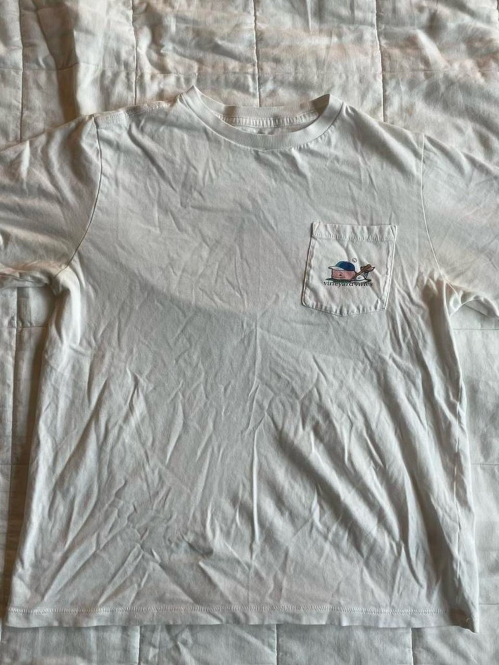 Vineyard Vines Boys' Baseball Player Whale White T-Shirt - L (16)